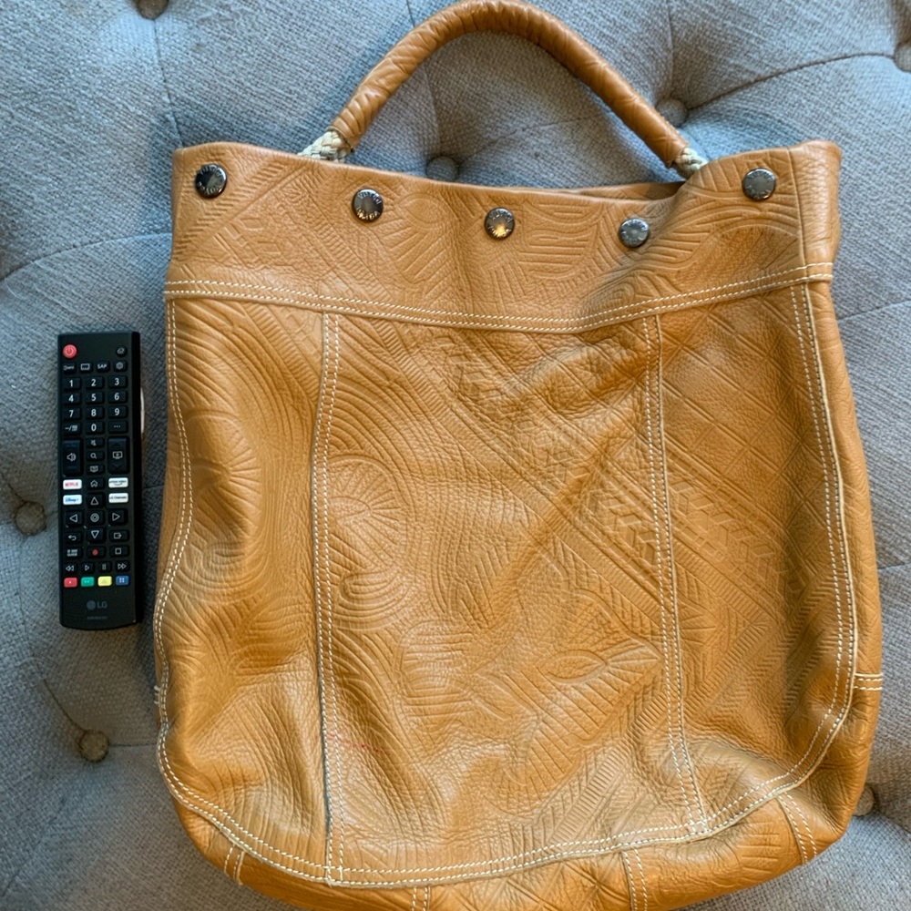 Authentic Vintage Prada Caramel Embossed Hobo Bag